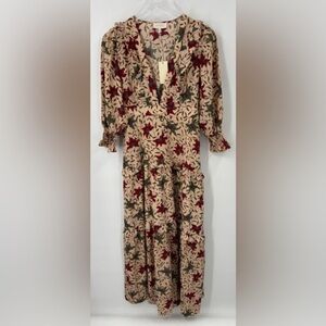 Melloday Floral Autumn Midi Dress Small NWT B1655